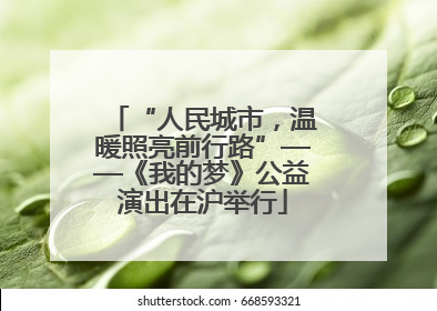“人民城市，温暖照亮前行路”——《我的梦》公益演出在沪举行