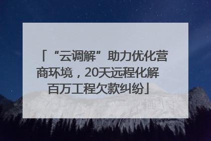“云调解”助力优化营商环境，20天远程化解百万工程欠款纠纷