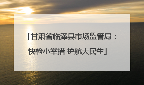 甘肃省临泽县市场监管局：快检小举措 护航大民生