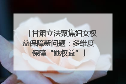 甘肃立法聚焦妇女权益保障新问题：多维度保障“她权益”
