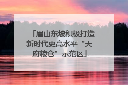 眉山东坡积极打造新时代更高水平“天府粮仓”示范区