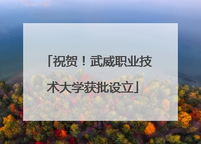 祝贺！武威职业技术大学获批设立