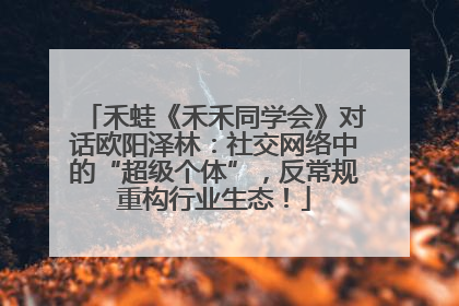 禾蛙《禾禾同学会》对话欧阳泽林：社交网络中的“超级个体”，反常规重构行业生态！