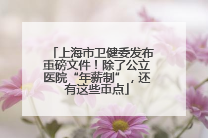 上海市卫健委发布重磅文件！除了公立医院“年薪制”，还有这些重点