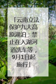 云南立法保护九大高原湖泊：禁止在入湖河道洗车等，9月1日起施行