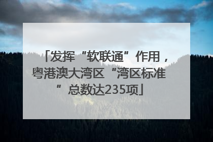 发挥“软联通”作用，粤港澳大湾区“湾区标准”总数达235项