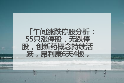午间涨跌停股分析：55只涨停股，无跌停股，创新药概念持续活跃，昂利康6天4板，众生药业2连板