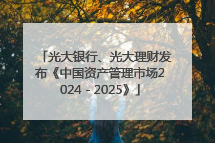 光大银行、光大理财发布《中国资产管理市场2024－2025》