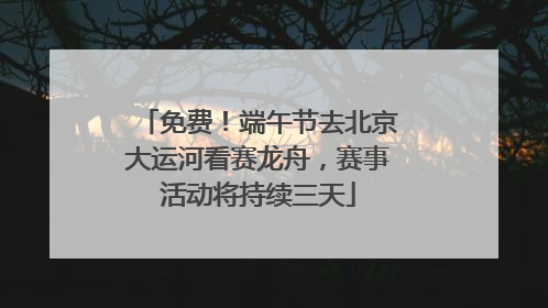 免费！端午节去北京大运河看赛龙舟，赛事活动将持续三天