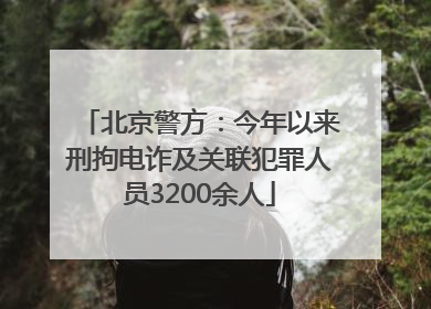 北京警方：今年以来刑拘电诈及关联犯罪人员3200余人