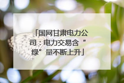 国网甘肃电力公司：电力交易含“绿”量不断上升
