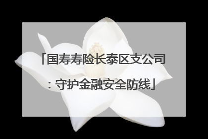 国寿寿险长泰区支公司：守护金融安全防线