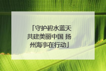 守护碧水蓝天 共建美丽中国 扬州海事在行动