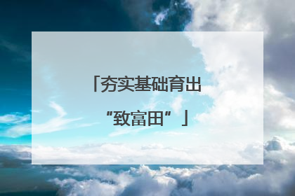 夯实基础育出“致富田”