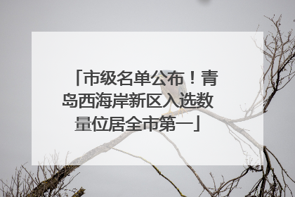 市级名单公布！青岛西海岸新区入选数量位居全市第一