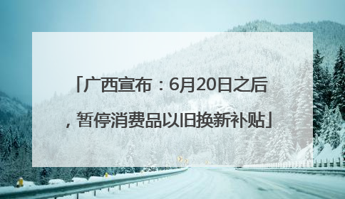 广西宣布：6月20日之后，暂停消费品以旧换新补贴