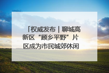 权威发布｜聊城高新区“顾乡平野”片区成为市民城郊休闲全新目的地