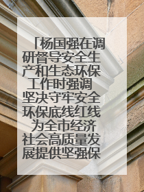 杨国强在调研督导安全生产和生态环保工作时强调 坚决守牢安全环保底线红线 为全市经济社会高质量发展提供坚强保障