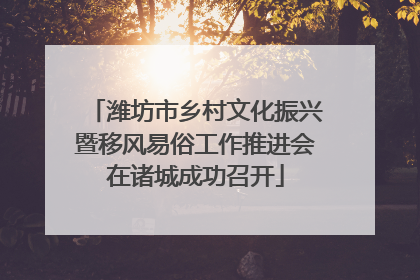 潍坊市乡村文化振兴暨移风易俗工作推进会在诸城成功召开