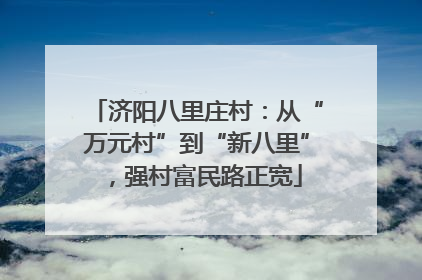 济阳八里庄村：从“万元村”到“新八里”，强村富民路正宽