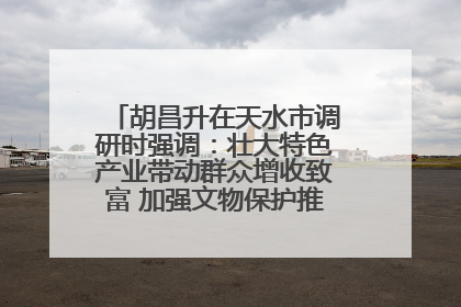 胡昌升在天水市调研时强调：壮大特色产业带动群众增收致富 加强文物保护推动文化创新发展
