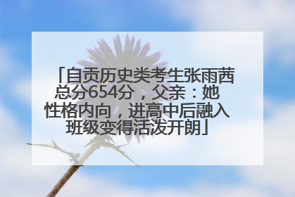 自贡历史类考生张雨茜总分654分，父亲：她性格内向，进高中后融入班级变得活泼开朗