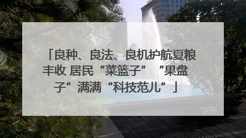 良种、良法、良机护航夏粮丰收 居民“菜篮子”“果盘子”满满“科技范儿”