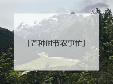 芒种时节农事忙