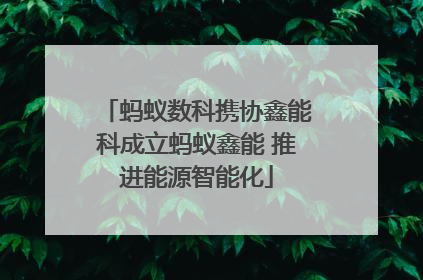 蚂蚁数科携协鑫能科成立蚂蚁鑫能 推进能源智能化