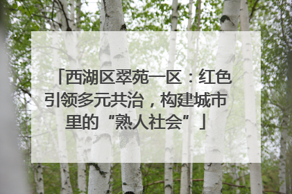 西湖区翠苑一区：红色引领多元共治，构建城市里的“熟人社会”