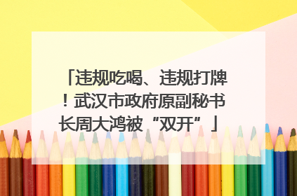 违规吃喝、违规打牌！武汉市政府原副秘书长周大鸿被“双开”