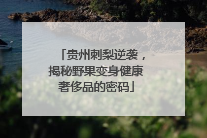 贵州刺梨逆袭，揭秘野果变身健康奢侈品的密码
