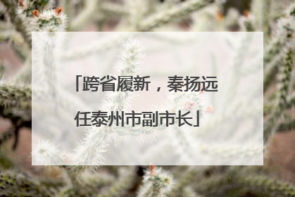 跨省履新，秦扬远任泰州市副市长