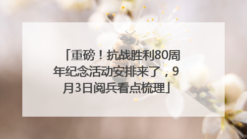 重磅！抗战胜利80周年纪念活动安排来了，9月3日阅兵看点梳理