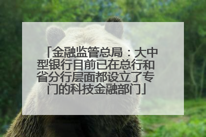 金融监管总局：大中型银行目前已在总行和省分行层面都设立了专门的科技金融部门