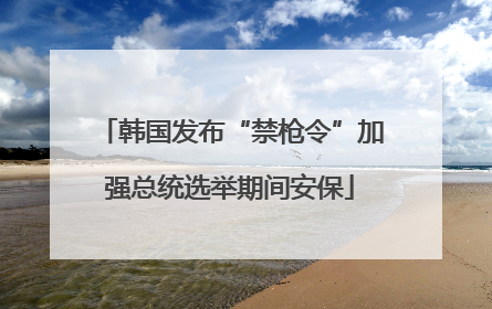 韩国发布“禁枪令”加强总统选举期间安保