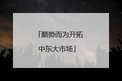顺势而为开拓中东大市场
