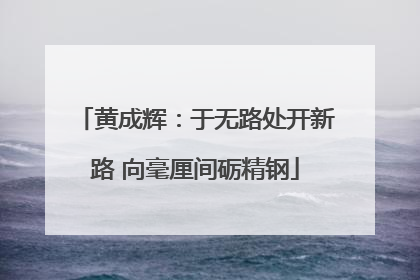 黄成辉：于无路处开新路 向毫厘间砺精钢