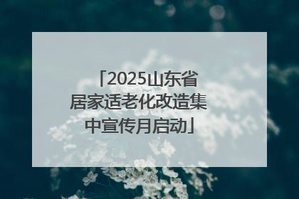 2025山东省居家适老化改造集中宣传月启动