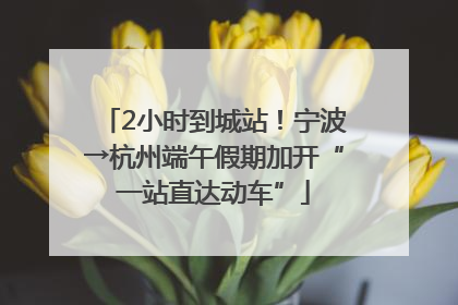 2小时到城站！宁波→杭州端午假期加开“一站直达动车”